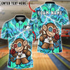 BlueJose Bowling & Pins Graffiti Monkey Urban Street Style Customized Name, Team Name 3D Shirt (4 Colors)