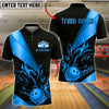 BlueJose Bowling And Pins Gold Luxury Flame Art Customized Name, Team Name 3D Shirt (6 Colors)