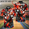 BlueJose Bowling And Pins Burst Geometric Customized Name, Team Name 3D Shirt (6 Colors)