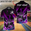 BlueJose Bowling & Pins Wolf Lightning Strike Neon Galaxy Customized Name, Team Name 3D Shirt (4 Colors)