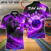 BlueJose Bowling & Pins Lion Fire Strike Flame Art Customized Name, Team Name 3D Shirt (4 Colors)