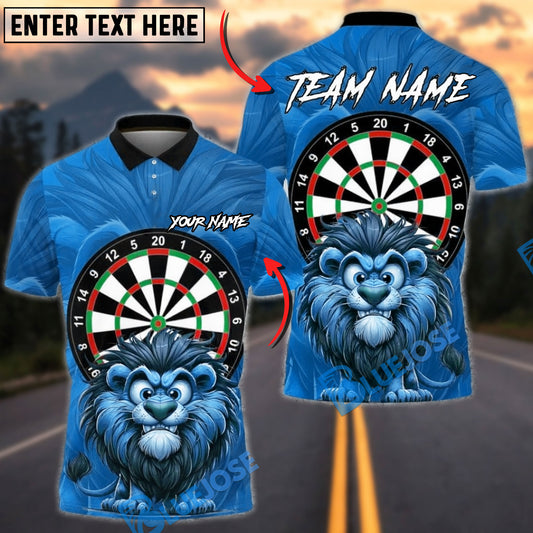 BlueJose Darts Lion Dartboard Cartoon Cute Animal Multicolor Options Personalized Name Shirt (4 Colors)