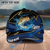 BlueJose Fishing Water Splash Navy Gold Pattern Personalized Name Classic 3D Cap Personalized Cap (13 Breeds)