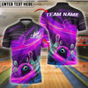 BlueJose Bowling And Pins Thunder Flame Strike Style Customized Name, Team Name 3D Shirt (4 Colors)