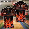BlueJose Bowling And Pins Crown Gold Luxury Geometric Sport Style Customized Name, Team Name 3D Shirt (6 Colors)
