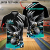 BlueJose Bowling And Pins Black Eagle Customized Name, Team Name 3D Shirt (4 Colors)