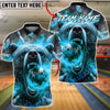BlueJose Bowling & Pins Fierce Bear Fire Artwork Customized Name, Team Name 3D Shirt (4 Colors)