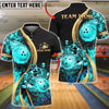 BlueJose Bowling And Pins Fire Magma Water Strike Customized Name, Team Name 3D Shirt (4 Colors)