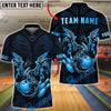 BlueJose Bowling & Pins Golden Dragon Flowing Ornamental Art Customized Name, Team Name 3D Shirt (6 Colors)