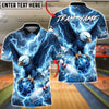 BlueJose Bowling & Pins Majestic Eagle Lightning Customized Name, Team Name 3D Shirt (4 Colors)