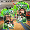 BlueJose Bowling & Pins Cool Chimp Monkey Smoking Cigar Graffiti Art Customized Name, Team Name 3D Shirt (4 Colors)