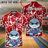 BlueJose Bowling & Pins Shark Cute Cartoon Customized Name, Team Name 3D Shirt (4 Colors)
