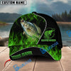 BlueJose Fishing Angler Green Flame Personalized Name Classic 3D Cap Personalized Cap (13 Breeds)