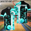 BlueJose Bowling And Pins Black Gold Pins And Ball Geometric Customized Name, Team Name 3D Shirt (6 Colors)