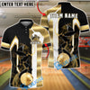 BlueJose Bowling And Pins Black Gold Pins And Ball Geometric Customized Name, Team Name 3D Shirt (6 Colors)