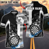 BlueJose Darts Flaming Dartboard Black Gold Geometric Personalized Name, Team Name Unisex Shirt (6 Colors)