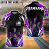 BlueJose Bowling And Pins Flame Thunder Pattern Customized Name, Team Name 3D Shirt (4 Colors)