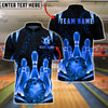 BlueJose Bowling & Pins Neon Glow Pins Grid Customized Name, Team Name 3D Shirt (6 Colors)