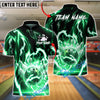 BlueJose Bowling & Pins Lightning Energy Shirt Electric Strike Ball Design Customized Name, Team Name 3D Shirt (4 Colors)