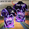 BlueJose Bowling & Pins Lightning Energy Shirt Electric Strike Ball Design Customized Name, Team Name 3D Shirt (4 Colors)
