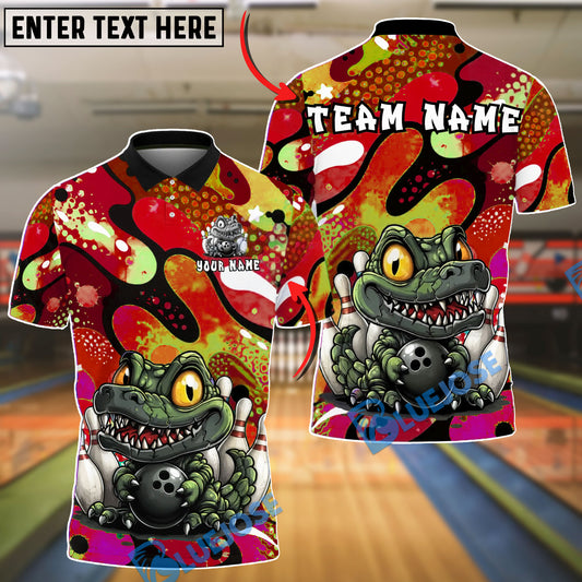 BlueJose Bowling And Pins Funny Alligator Ball Cartoon Style Customized Name, Team Name 3D Shirt (4 Colors)