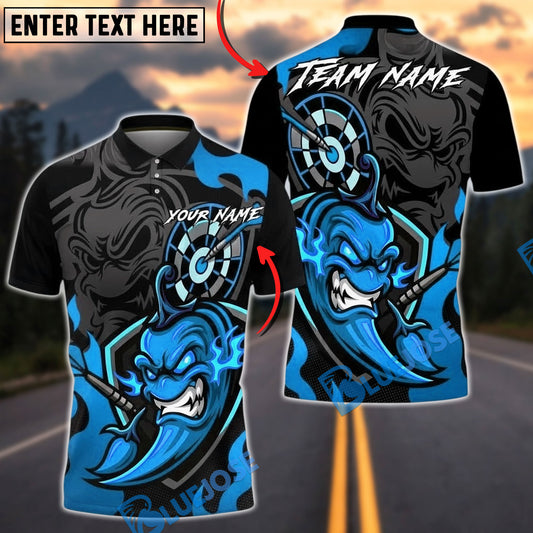 BlueJose Darts Angry Chili Flame Target Design Personalized Name, Team Name Unisex Shirt (4 Colors)