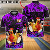 BlueJose Bowling And Pins Chicken Funny Cartoon Strike Graphic Customized Name, Team Name 3D Shirt (6 Colors)