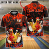 BlueJose Bowling And Pins Chicken Funny Cartoon Strike Graphic Customized Name, Team Name 3D Shirt (6 Colors)