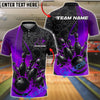 BlueJose Bowling And Pins Fire Strike Black Flame Pins Design Customized Name, Team Name 3D Shirt (4 Colors)