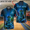 BlueJose Bowling And Pins Neon Cat Rainbow Glow Strike Design Customized Name, Team Name 3D Shirt (4 Colors)
