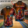 BlueJose Bowling And Pins Neon Cat Rainbow Glow Strike Design Customized Name, Team Name 3D Shirt (4 Colors)