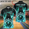 BlueJose Bowling And Pins Galaxy Cat Neon Cosmic Bowling Ball Design Customized Name, Team Name 3D Shirt (4 Colors)