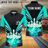 BlueJose Bowling And Pins Black Strike Pins Lightning Motion Graphic Customized Name, Team Name 3D Shirt (4 Colors)