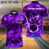 BlueJose Bowling And Pins Fire Smoke Strike Pins Dynamic Effect Customized Name, Team Name 3D Shirt (4 Colors)