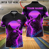 BlueJose Bowling And Pins Neon Cat Synthwave Grid Aesthetic Customized Name, Team Name 3D Shirt (4 Colors)