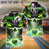 BlueJose Bowling And Pins Neon Skull Electric Energy Bowling Ball Dark Graphic Customized Name, Team Name 3D Shirt (4 Colors)