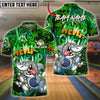 BlueJose Bowling And Pins Graffiti Shark Neon Street Style Art Customized Name, Team Name 3D Shirt (4 Colors)