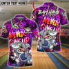 BlueJose Bowling And Pins Graffiti Shark Neon Street Style Art Customized Name, Team Name 3D Shirt (4 Colors)
