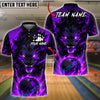 BlueJose Bowling And Pins Fire Wolf Flaming Dark Beast Graphic Customized Name, Team Name 3D Shirt (4 Colors)
