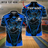 BlueJose Bowling And Pins Snake Strike Ball Lightning Coil Power Graphic Customized Name, Team Name 3D Shirt (4 Colors)