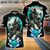 BlueJose Bowling And Pins Wolf With Dragon Pattern Customized Name And Team Name 3D Shirt (4 Colors)