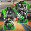 BlueJose Bowling & Pins Fierce Gray Tiger Power  Customized Name, Team Name 3D Shirt (4 Colors)