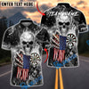 BlueJose Darts American Flag Skull Lightning Dartboard Dark Electric Personalized Name, Team Name Unisex Shirt (6 Colors)