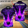 BlueJose Bowling & Pins Dragon Fire Breath Flaming Ball Graphic Customized Name, Team Name 3D Shirt (4 Colors)