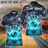 BlueJose Bowling & Pins Flaming Impact Storm Strike Graphic Customized Name, Team Name 3D Shirt (4 Colors)