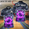 BlueJose Bowling & Pins Flaming Impact Storm Strike Graphic Customized Name, Team Name 3D Shirt (4 Colors)