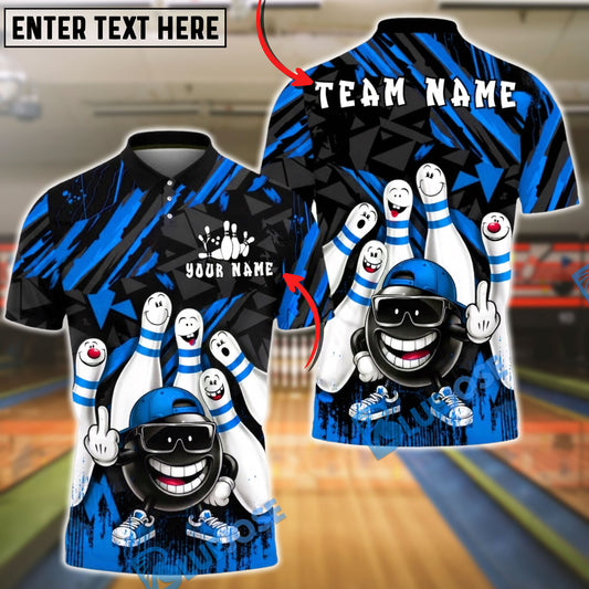 BlueJose Bowling & Pins Funny Pin Characters Urban Graffiti Style Customized Name, Team Name 3D Shirt (6 Colors)