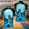BlueJose Bowling And Pins Moon Wolf Flame Pattern Customized Name, Team Name 3D Shirt (4 Colors)