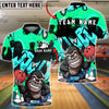 BlueJose Bowling & Pins Gorilla Street Graffiti Customized Name, Team Name 3D Shirt (4 Colors)