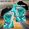 BlueJose Bowling & Pins Fire Strike Swirl Design Customized Name, Team Name 3D Shirt (4 Colors)